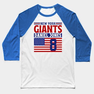 New York Giants Jones 8 American Flag Football Baseball T-Shirt